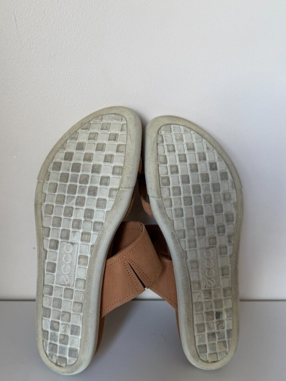 ECCO Leather Sandals Size 8 | Brown Suede Slide Sandals | Cushioned Comfort - Picture 3 of 4